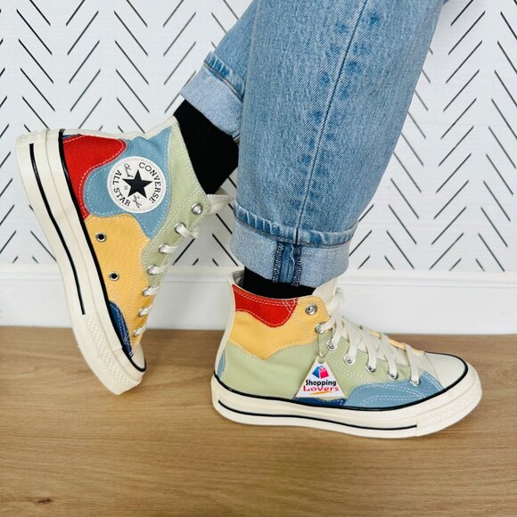 ⭐Converse Chuck 70 HI Crafted Patchwork 13.5 Women Shoes Sneaker Green A03292C - Picture 1 of 12